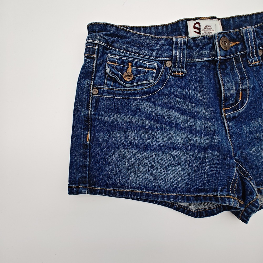 SO Juniors Denim Shorts Size 3 Blue Mid Rise Casual Jean Shorts - Picture 4 of 7